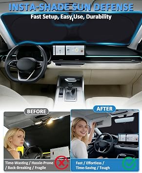 Windshield Sunshade for Mercedes-Benz S-Class W222 S400 S550 2015 2016-2024 2025 Custom-fit Mercedes-Benz S-Class Sun Visor Protector 99% UV Block Heat Sunshield Front Window Sunshade