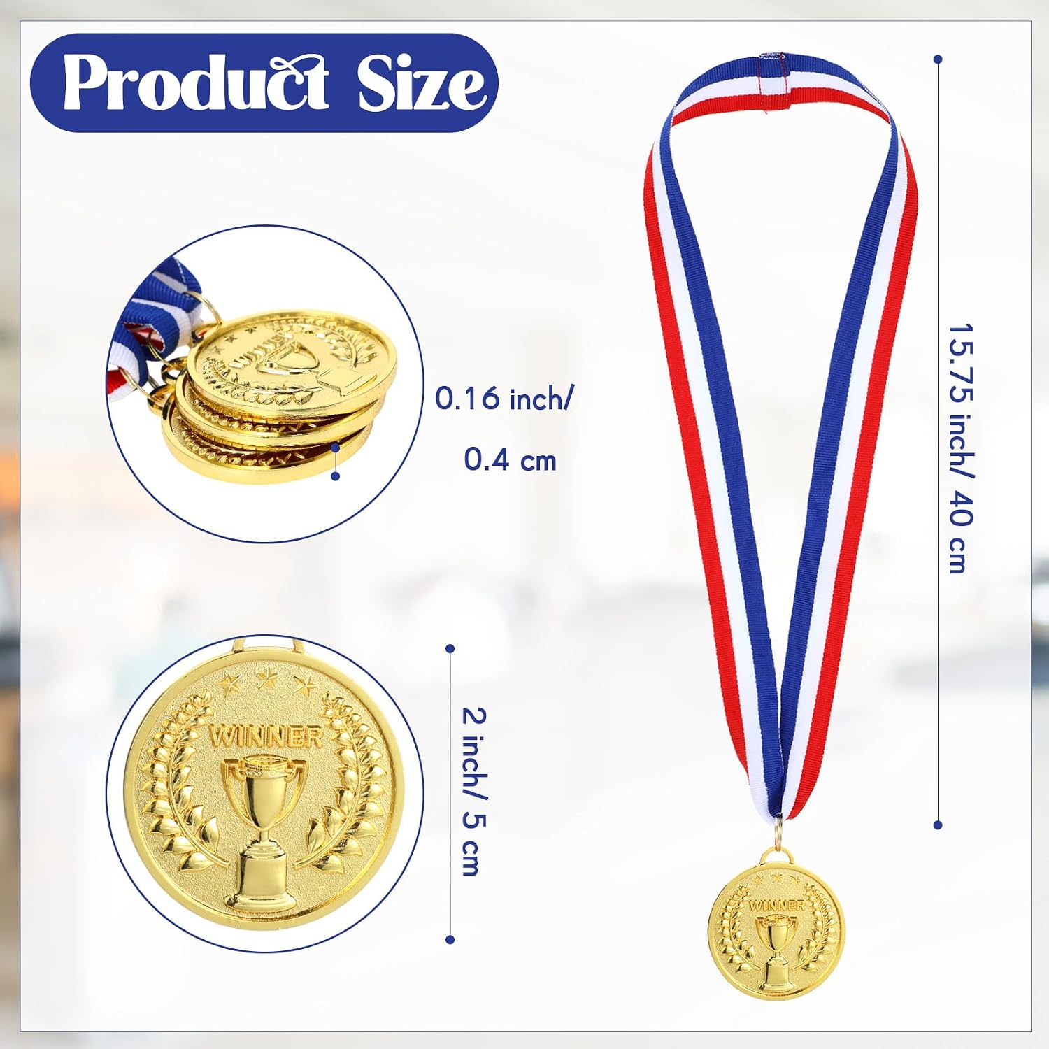 Quelay Gold Award Medals 2 Inch 1st Place Metal Winner Award Medals with Neck Ribbons Prizes for Participation Competitions for Soccer Baseball Basketball Golf