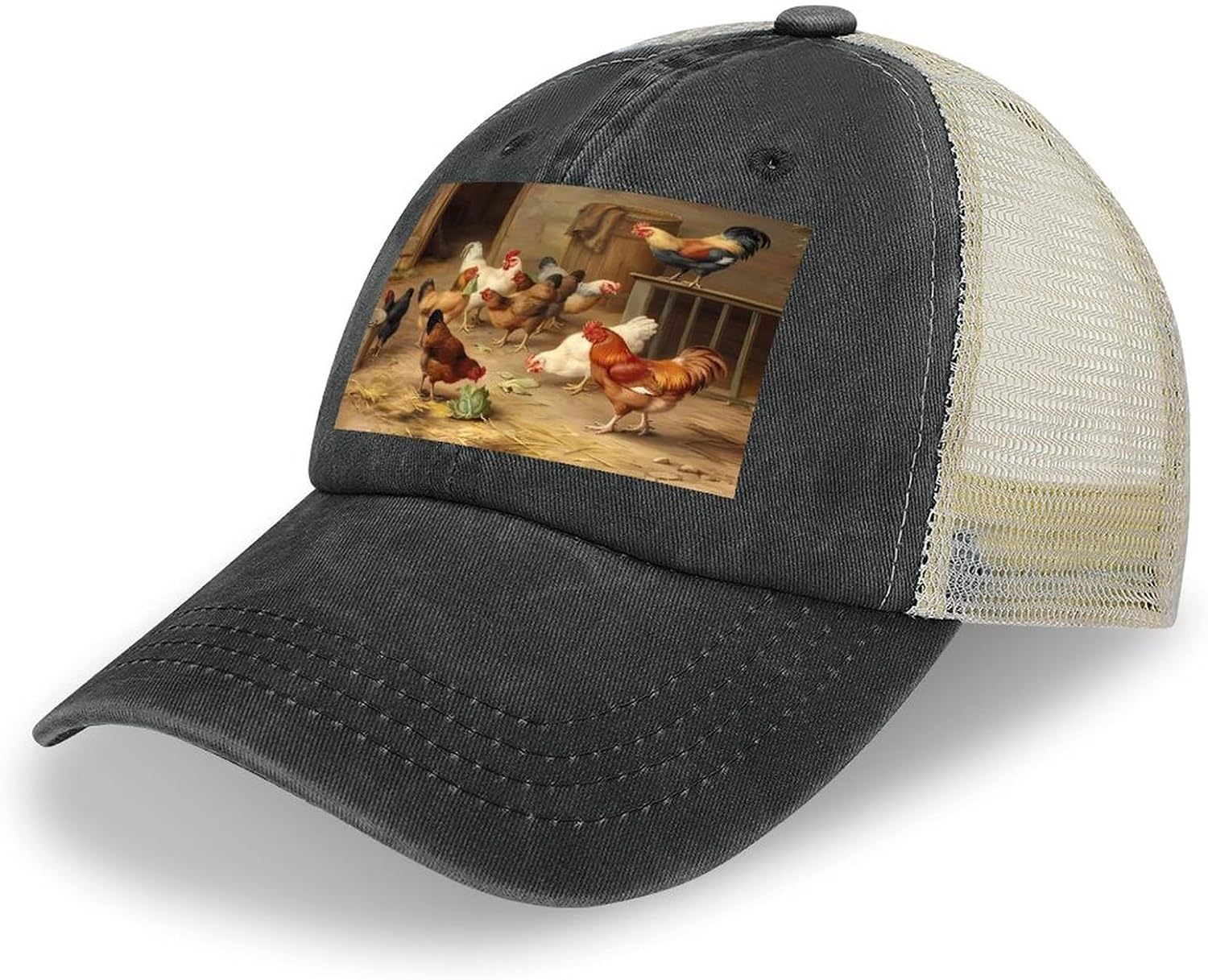 Farm Chickens Hat Personalized Adjustable Cowboy Cap Cotton Cap Trucker Hats Dad Hat for Men Women