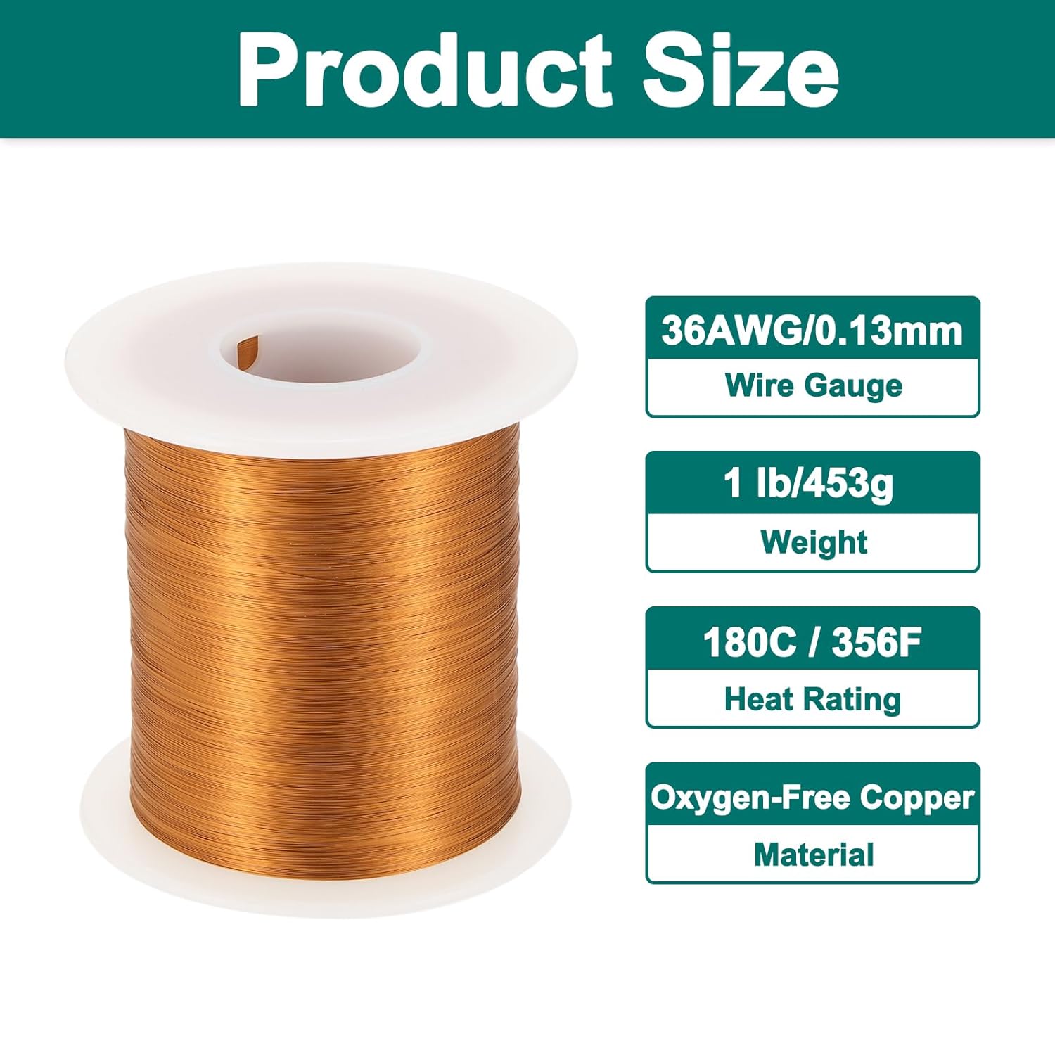 MECCANIXITY 36 AWG Magnet Wire, 36 Gauge Enameled Copper Wire, 1 Lb Magnetic Coil Wire for Transformer, Motor, Electric, 180C(356F),Yellow