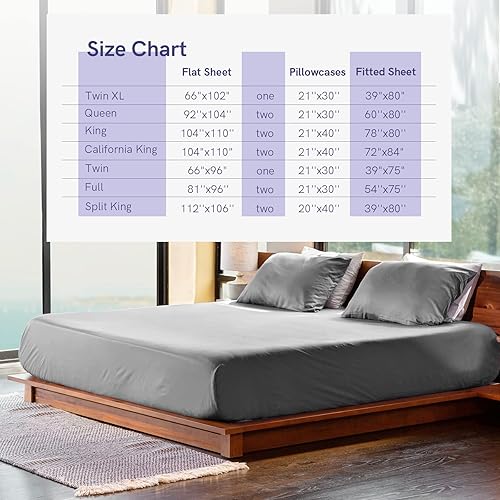 Miniatura 7 de YnM Juego de sábanas refrescantes con 100% rayón derivado de bambú, tela 400TC con 2 fundas de almohada y sábana encimera, bolsillo profundo de 19