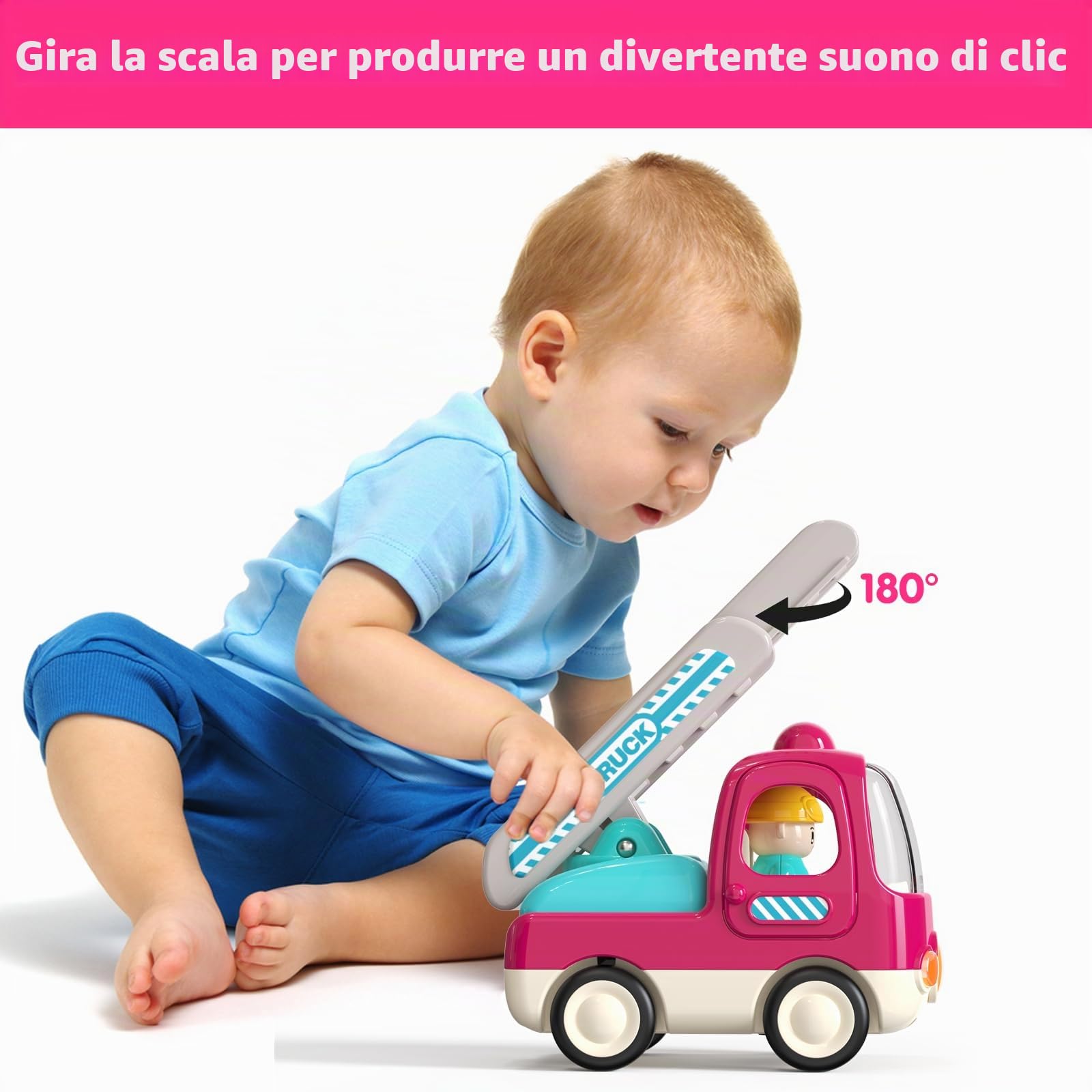 Yerloa Camion Pompieri Giocattolo Giochi Bambini 1 2 3 4 Anni Ragazzi e Ragazze Con Suoni e Luci, Camion Macchinine Per Bambini Giocattolo