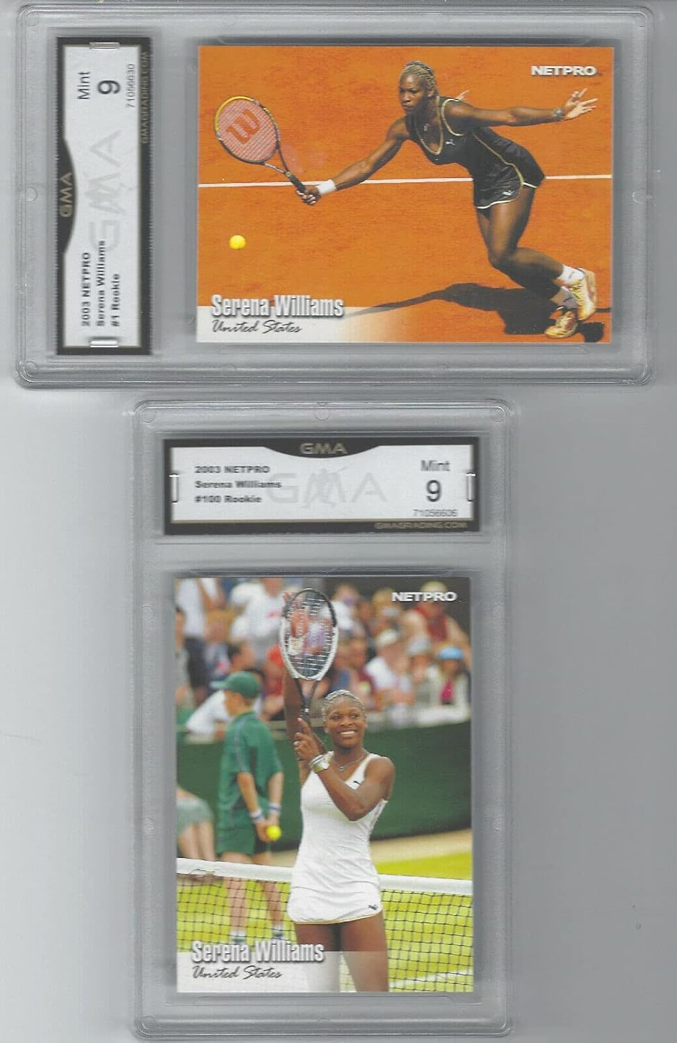 2003 Netpro Tennis Serena Williams 2 Rookie Card Lot GRADED MINT 9 GOAT
