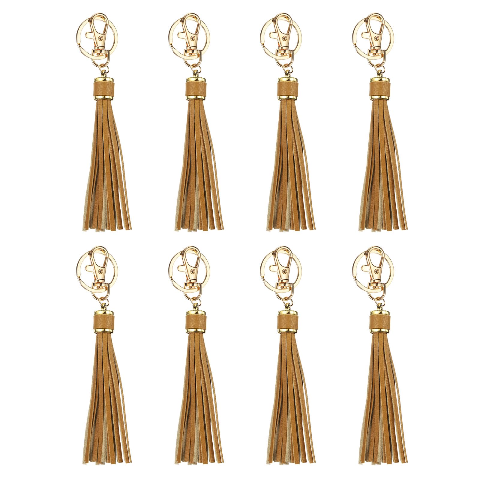 Pompon en cuir synthétique de 15,2 cm café clair avec attaches métalliques
