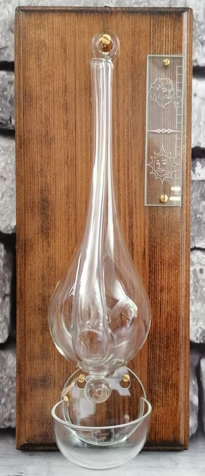 Baromètre de Goethe en verre et bois pour intérieur et extérieur 14 x 34 cm