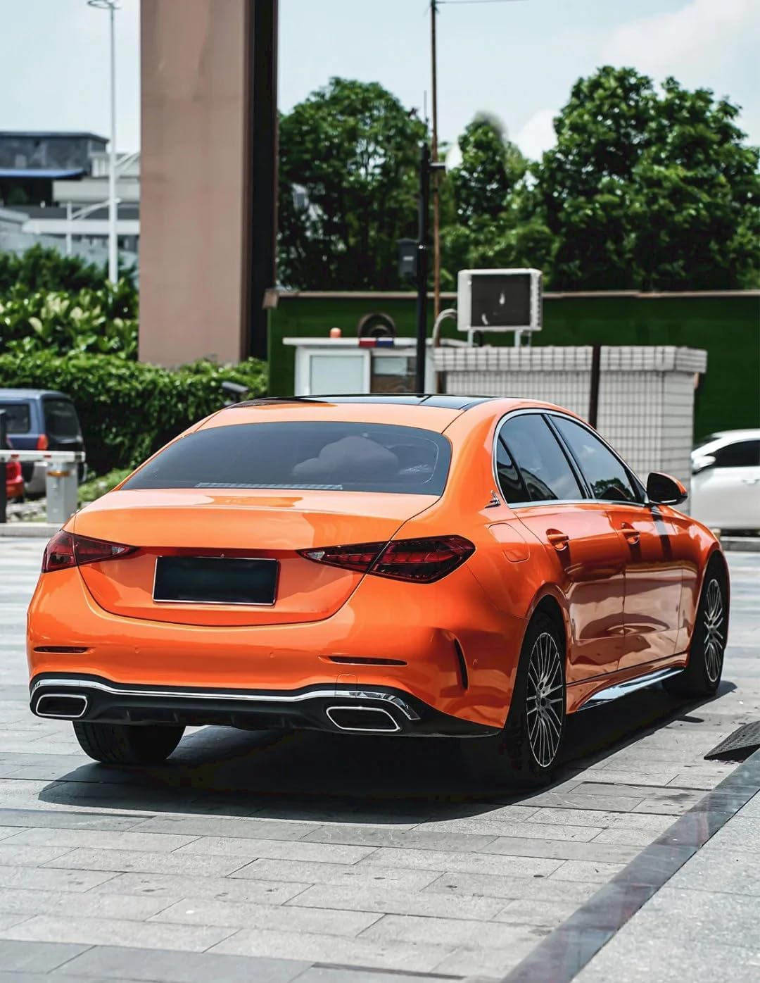 LZLRUN High Gloss Vinyl Realistic Paint Wrap Roll Car Sticker Film Decal Bubble Free Come with Installation Tool Set (Orange, 1ft x 5ft)