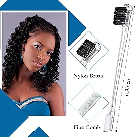 Geiserailie 3 Pcs Slick Back Hair Brush Set Bristle Brush Edge Control Teasing Comb for Women Black Hair(Clear Blue)
