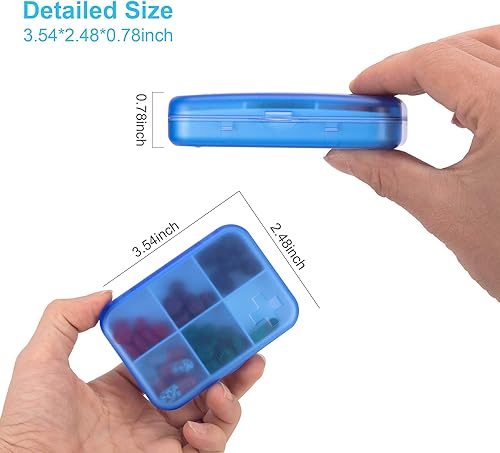 Miniatura 4 de 2 pastilleros de viaje para bolsillo o bolso tamaño pequeño color azul y gris 6 compartimentos