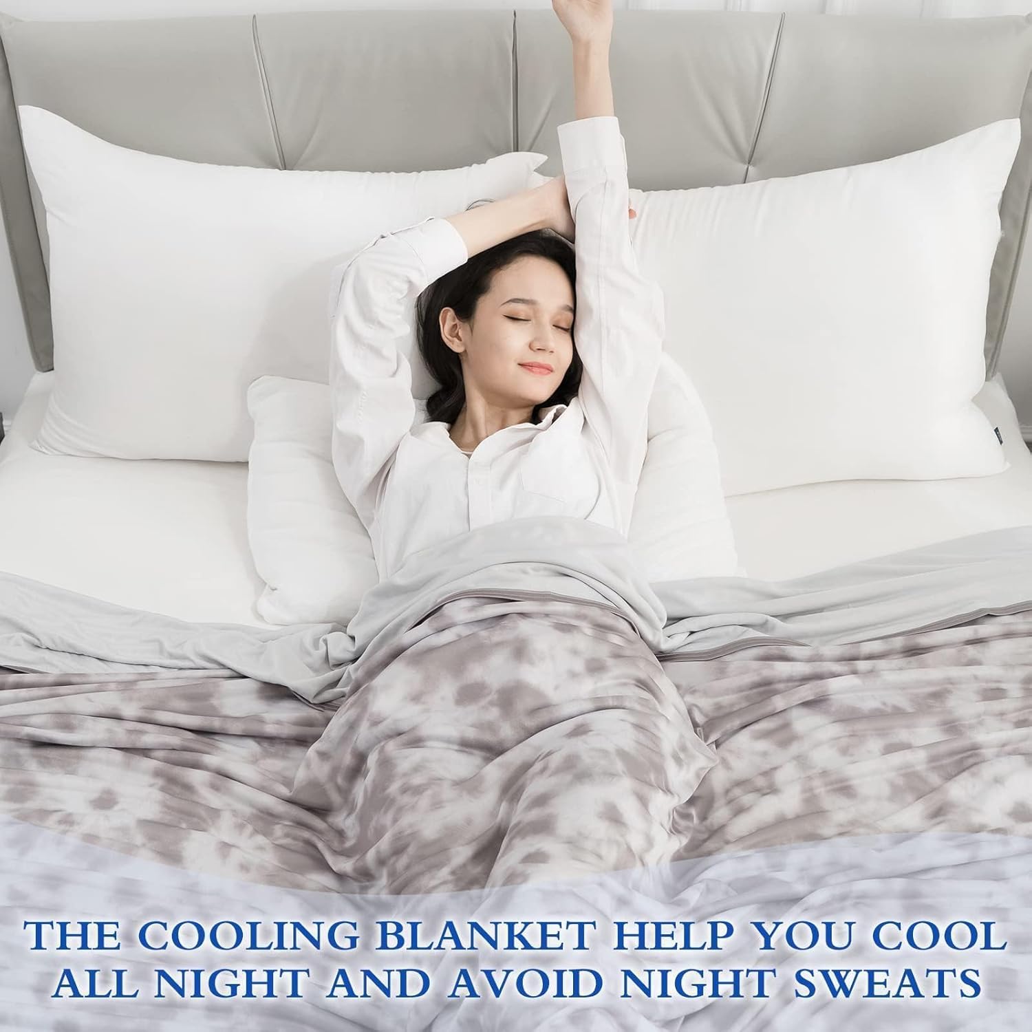 CHOSHOME Cooling Blanket King Size, Double Sided Cold Effect Arc-Chill Q-Max>0.5 Cooling Blankets for Hot Sleepers and Night Sweats, Lightweight Cold Breathable Summer Bed Blanket, 108" x 90", Grey - Image 6