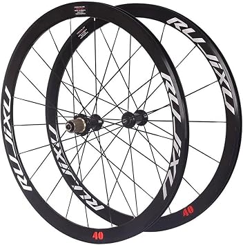 Ultra-Light Aluminum Alloy Road Bike Wheels Set   700C 40Mm Rim V Brake Clincher Wheelset Quick Release Straight Pull Carbon Hub Fit 8 9 10 11 Speed CassetteSchwarz