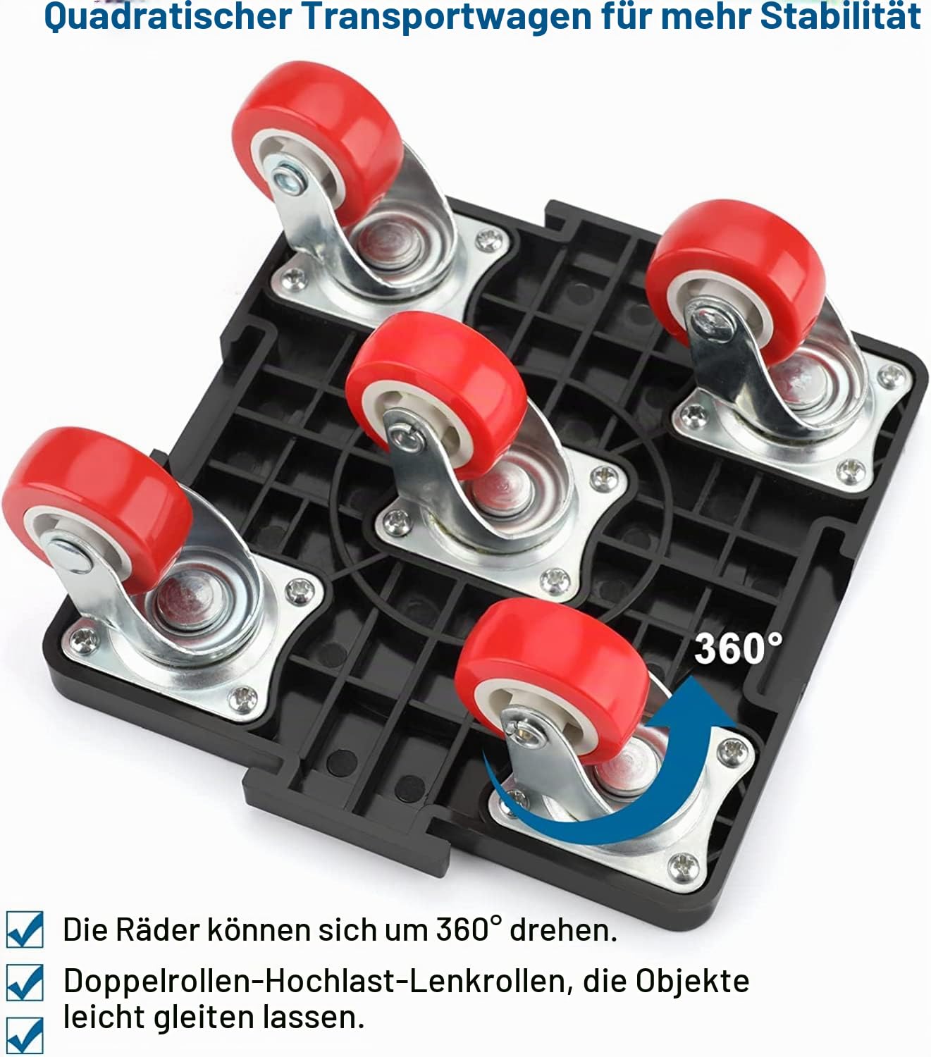 goldenwarm Möbelheber für schwere Möbel 4 Möbelroller mit 5 Stücke 360°Rotation Räder 600KG Belastung wie toleriert