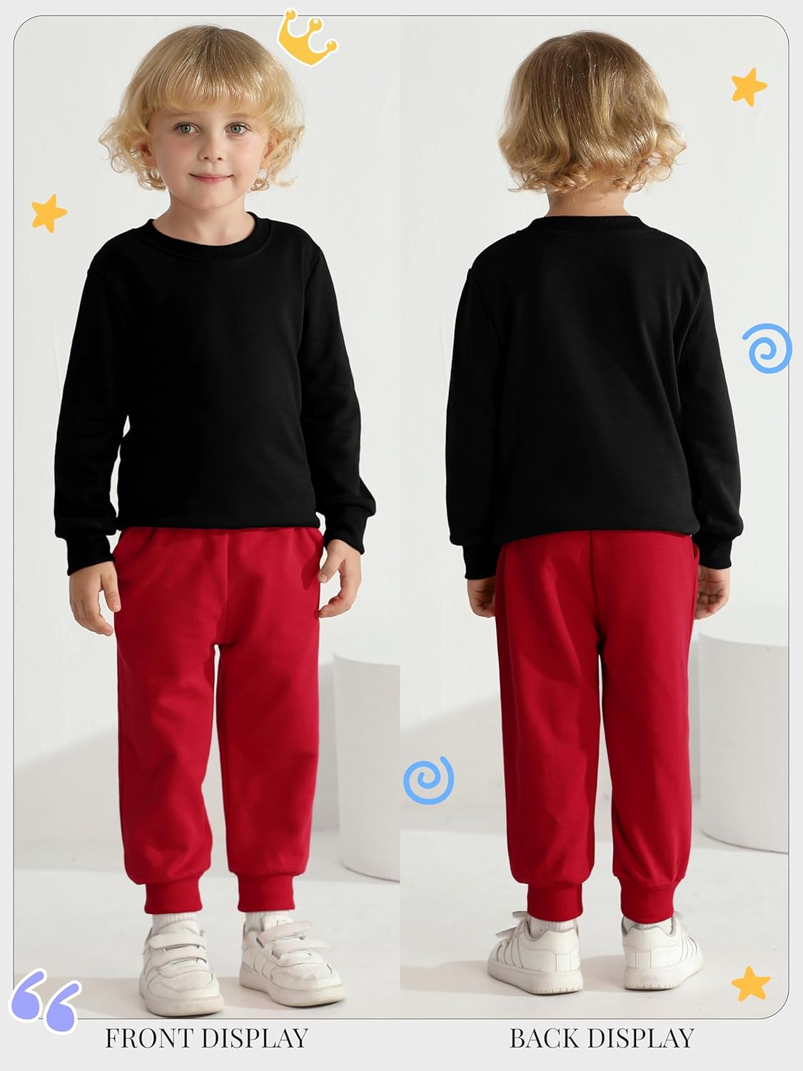 HXP 4 Pack Toddler Boys Sweatpants Pure Cotton Toddler Sweatpants Boys Kids Joggers Pants with Pocket Drawstring - Image 3