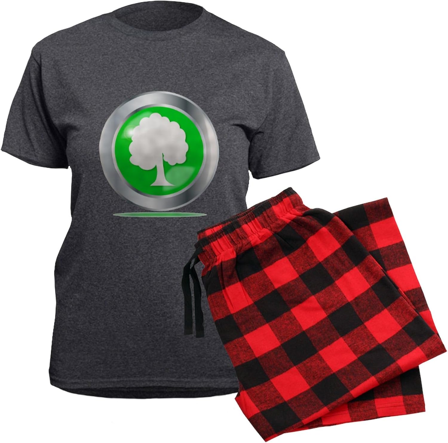 CafePress Oak Tree Button Women's Charcoal Novelty Pajama Set