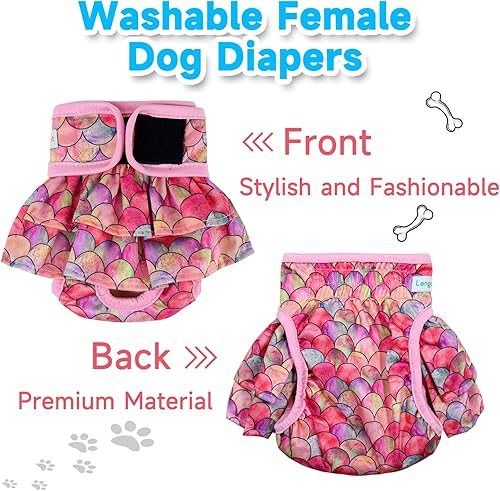 Miniatura 4 de Langsprit Pañales para perras (3 unidades), lavables sin fugas, altamente absorbentes para perros en celo, incontinencia, micción excitable o