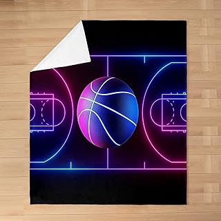 Basketball ThrowÂ Blanket Boys Girls,Chic Ball Sports FuzzyÂ Blanket AllÂ SeasonÂ BedÂ Blanket,Basketball Hoop Neon Light PlushÂ Blanket Soft Warm Bed Throw,40 x 50