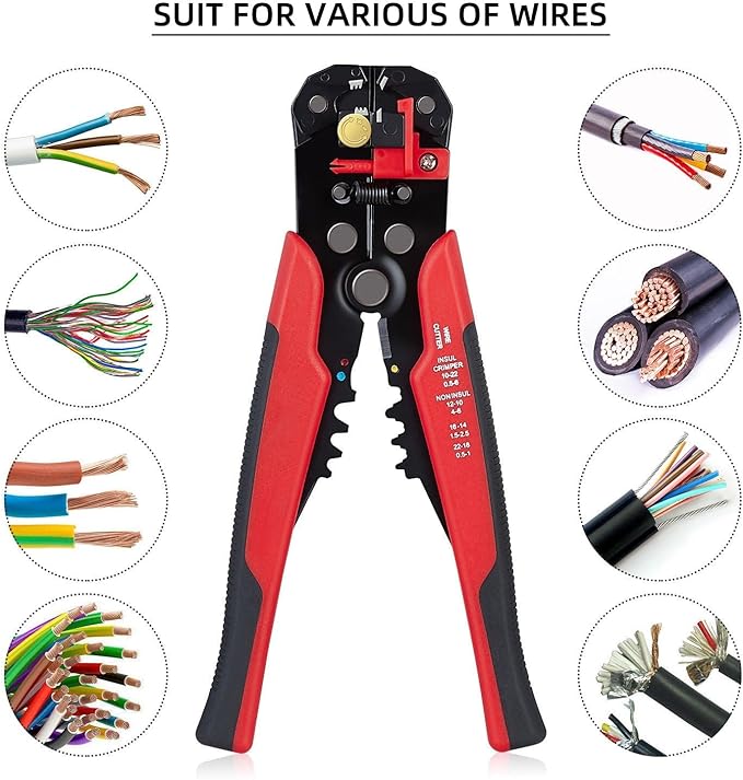 Alicate Crimpeador Multifunción 5 en 1 Ajuste Automático YWHWXB Rojo miniatura 4