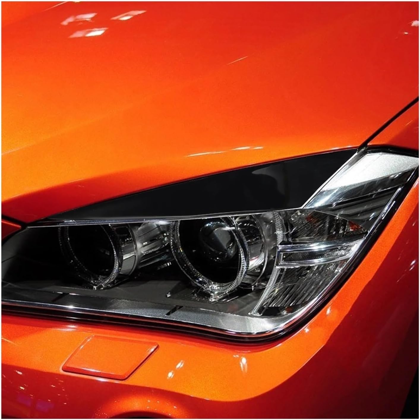 Compatible For BMW X1 E84 2009-2014 2pcs Piano Black Car Front Headlights Eyebrow Eyelids Cover Trim Car Exterior Tuning Accessories