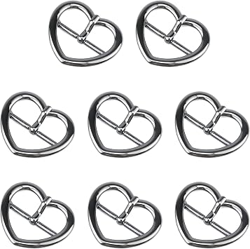 Quluxe 1 Inch Assorted Multi-Purpose Metal Roller Buckles, Heart-Shaped Belts Hardware Pin Buckle, Hand DIY Accessories for Bags Leather Belt Strap- Black Pack of 8