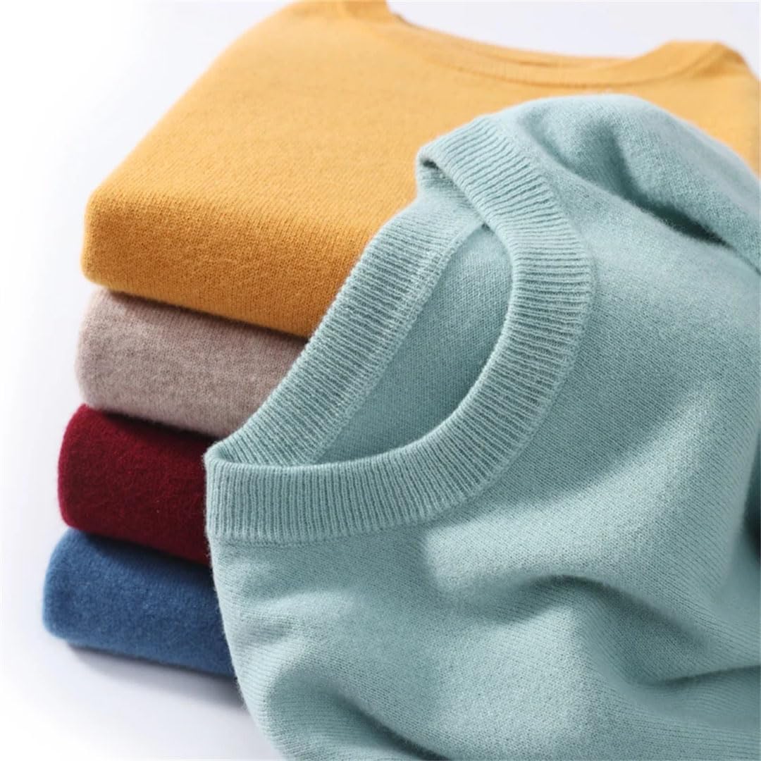 Jersey De Punto con Cuello Redondo para Hombre, Suéter Básico Informal De Cachemira De Color Sólido