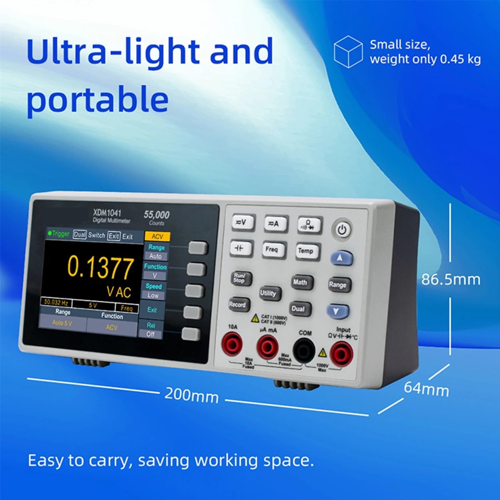VCHICS XDM1041 XDM1241 Tisch-Digitalmultimeter 55000 Zählt True RMS 3,5-Zoll-LCD-Stromvoltmeter Temperatur Desktop-Multimeter Für Elektroprojekte(XDM1241-USB)