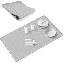 24" x 24" Silicone Dish Drying Mat for Kitchen Lanstics Drying Kitchen Mat Versatile Silicone Mat for Dishes Non-Slip Drying Mat Fast Dry Kitchen Counter Drying Mat for Home Coffee Bar Accessories