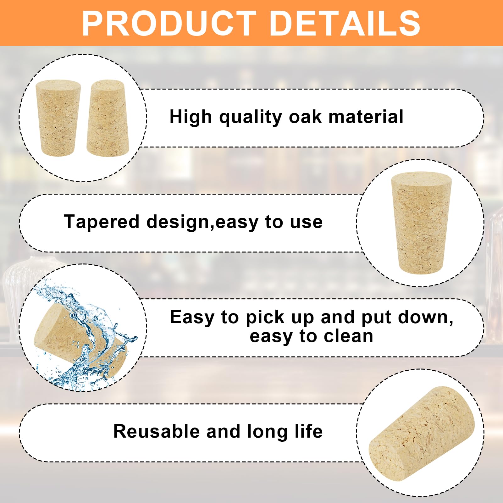 50 unidades de corcho para manualidades, botellas de vino, tapones de corcho, botellas de cristal, botellas de vino, corchos de madera, tapón de corcho, adecuado para botellas de vino, botellas de