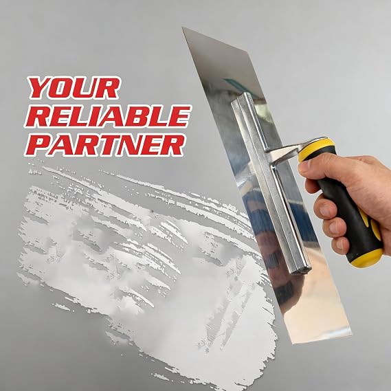 Smooth Plastering Trowels 2pcs Pack 200 x 80 mm and 350 x 100 mm Soft Grip, Stainless Steel Finishing trowels, Suitable for Smooth wall and Ceiling Finishing, plastering, Scraping and Masonry Work