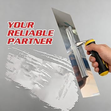 Smooth Plastering Trowels 2pcs Pack 200 x 80 mm and 350 x 100 mm Soft Grip, Stainless Steel Finishing trowels, Suitable for Smooth wall and Ceiling Finishing, plastering, Scraping and Masonry Work