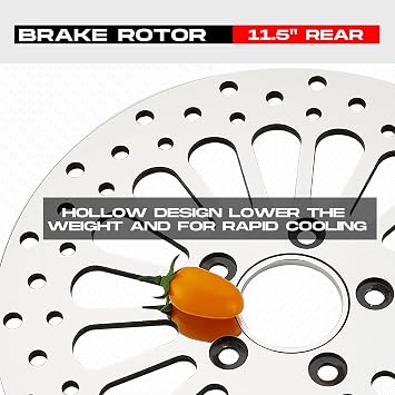 11.5'' 2 Piece Front Brake Rotor for Harley Davidson Touring Softail Sportster Dyna Early Super Glide,Mirror-Polished Vibration Proof Hardened Stainless Steel Rotors Motorcycle Models