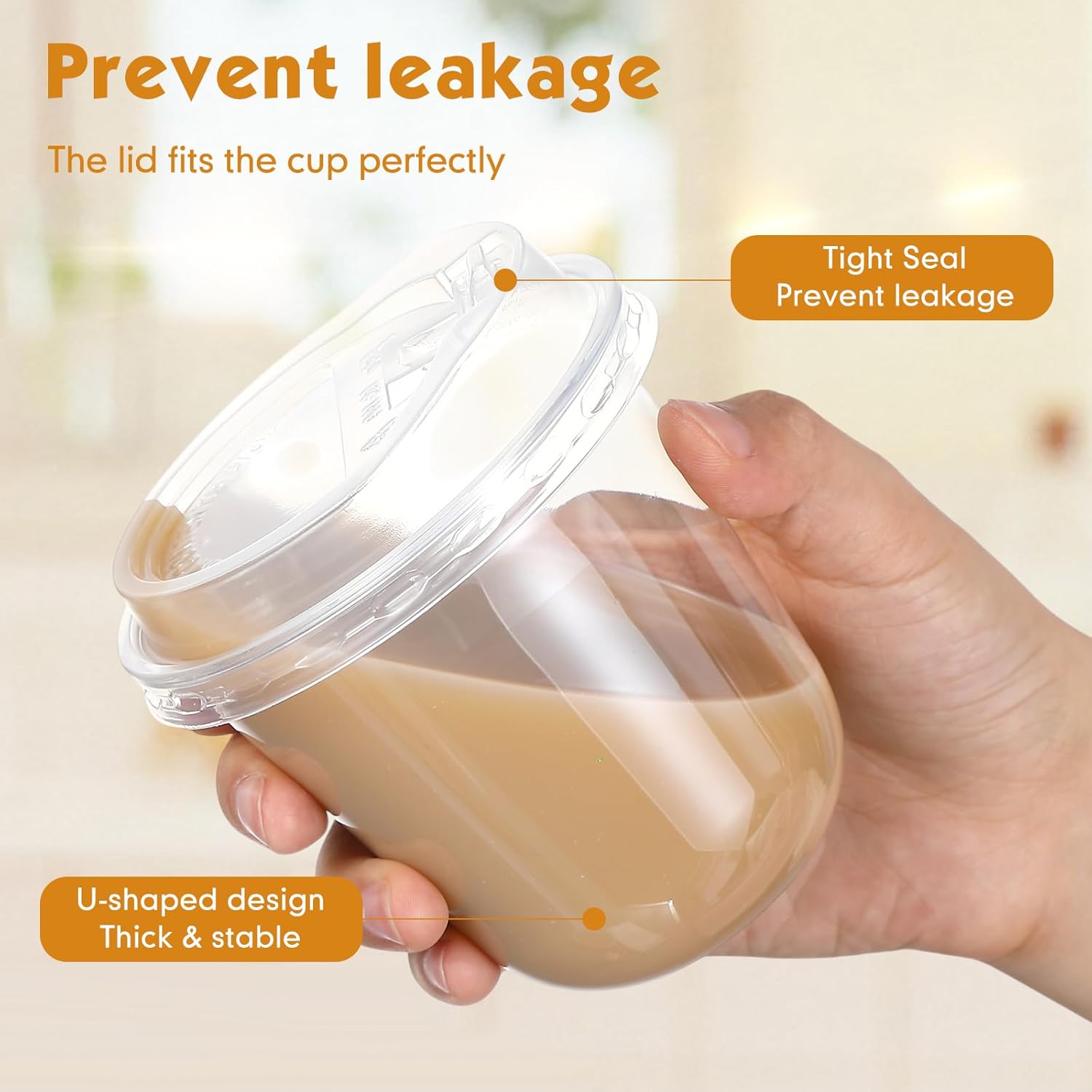 Baderke 50 Sets 10oz Disposable Crystal Clear Plastic Cups With Lids, Round Bottom Iced Coffee Cups With Lid for Smoothie, Cold Beverages, Drinking Tumblers, Cold Drinks for Party, Wedding, Even - Image 4