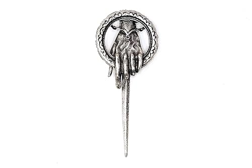 Vista 5 de Hand of the King Queen Brooch from GoT - Antique Gold or Silver Plated Metal Pin (Antique Silver)