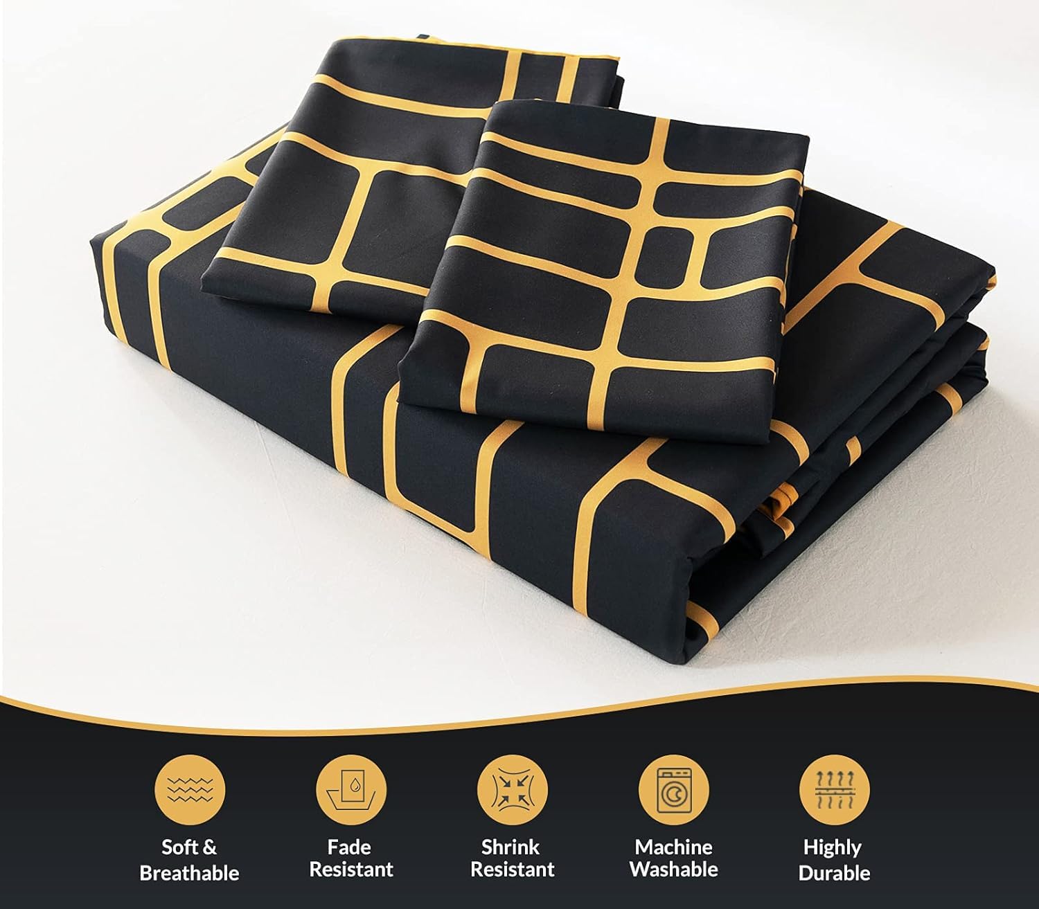 Pamposh 3 Pcs Single Duvet Cover Set with Matching Black Single Fitted Sheet 40 cm Extra Deep Pocket - UltraSoft Breathable Premium Microfibre Reversible Quilt Cover Bedding Set For All Seasons — view 9