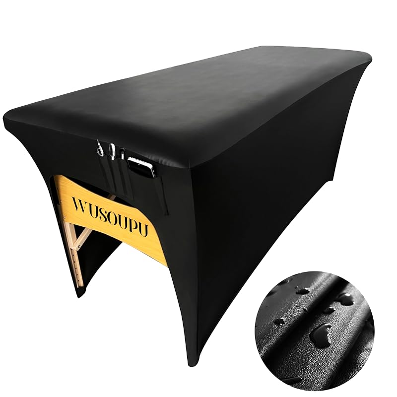 Capa preta para maca de massagem WUSOUPU em couro PU com bolso, para maca de 6 pés