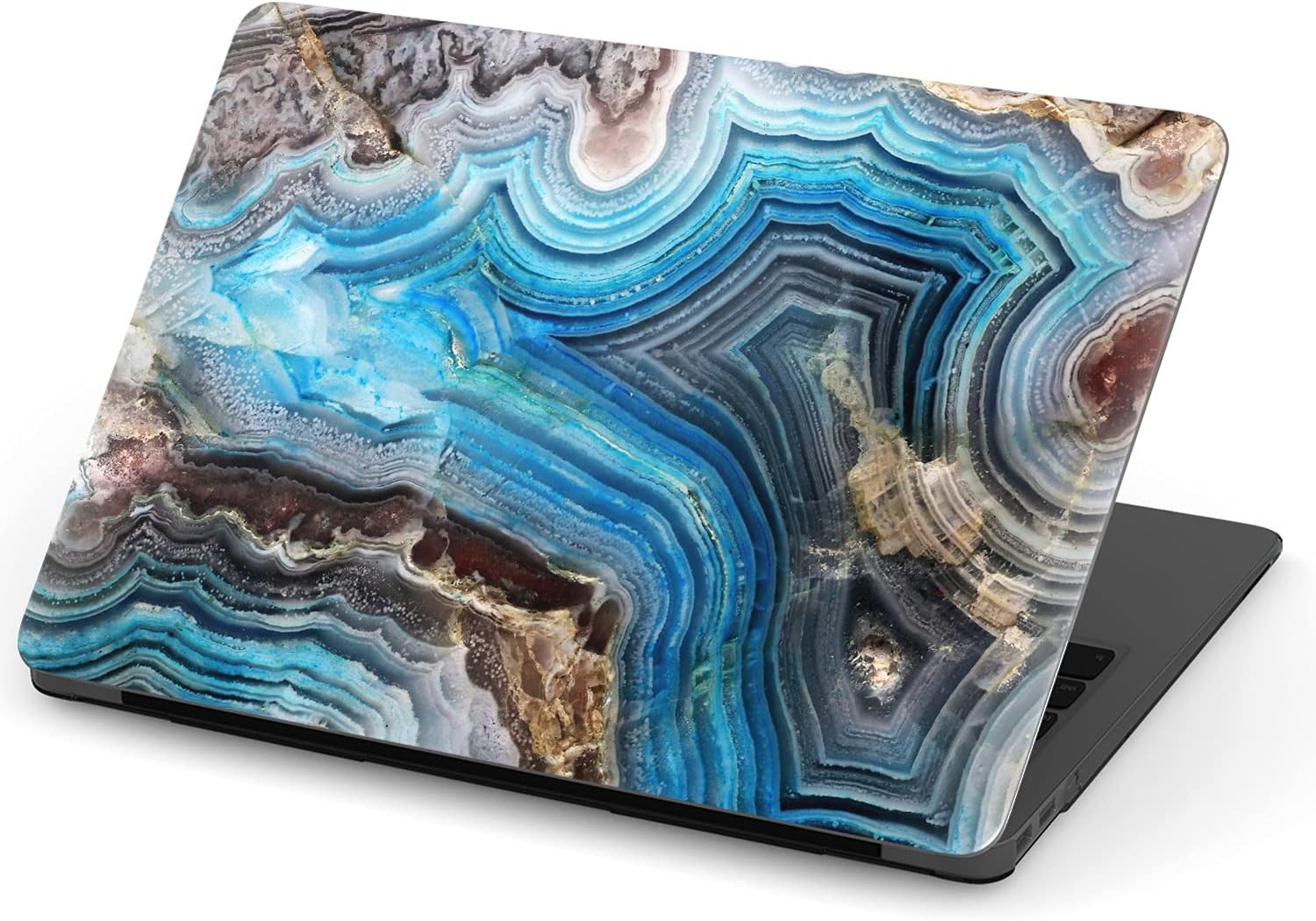 Mertak Hard Case Compatible with MacBook Pro 16 14 Air 15 13 inch M3 M2 M1 Mac 2024 2023 2022 2018 Stone Geode Clear Touch Bar Natural Cover Marble Aesthetic Laptop Protective Blue Plastic Agate