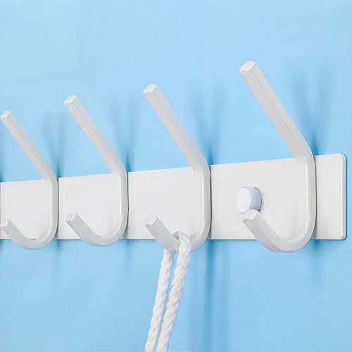 Miniatura 4 de WEBI Percheros para montar en la pared, ganchos para colgar en la pared, color blanco, gancho para colgar abrigos, 2 ganchos para colgar abrigos,