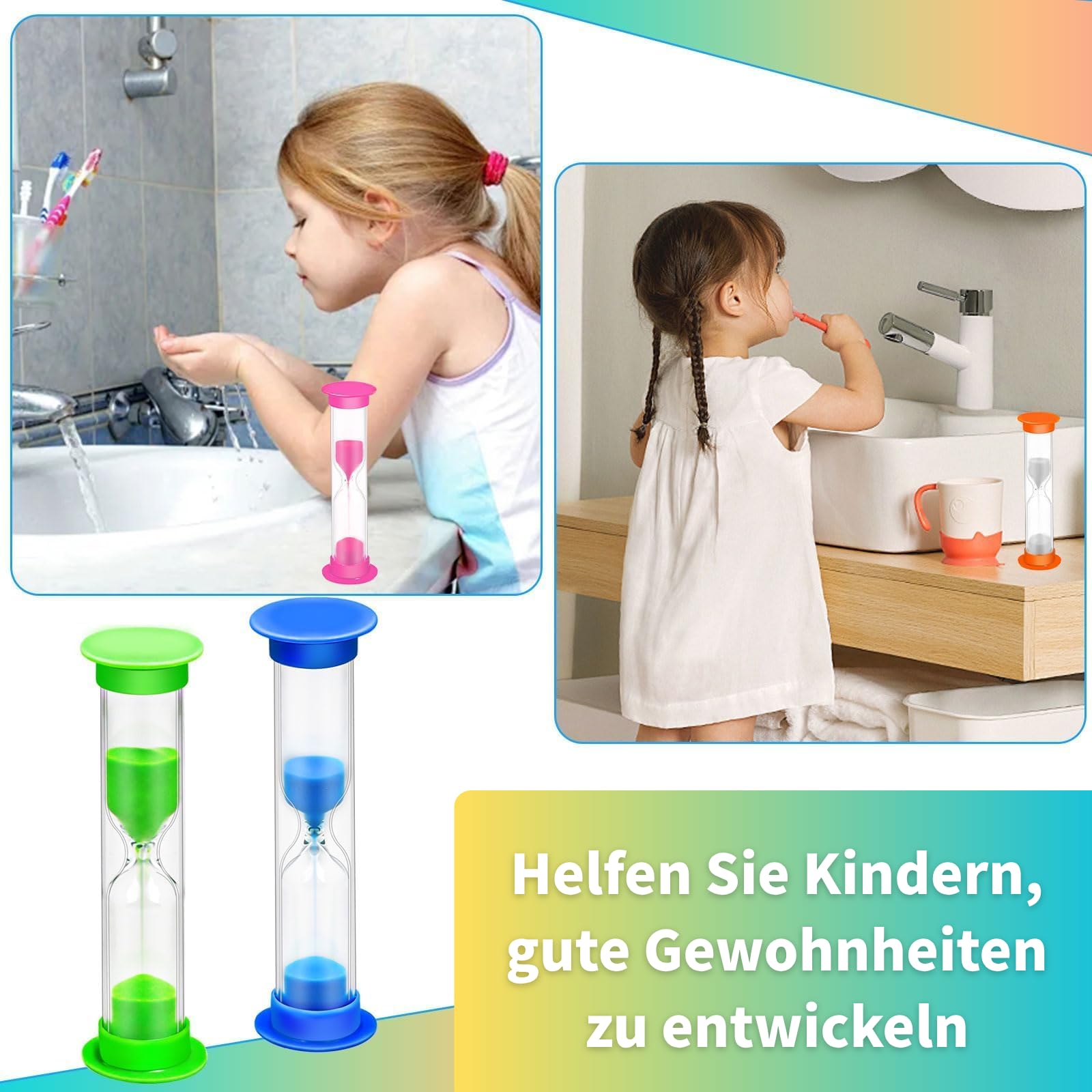 48 pezzi 2 minuti di clessidra per bambini, timer colorato per spazzolino da denti, piccola plastica Hourglass per aule, giochi, casa, scuola e ufficio