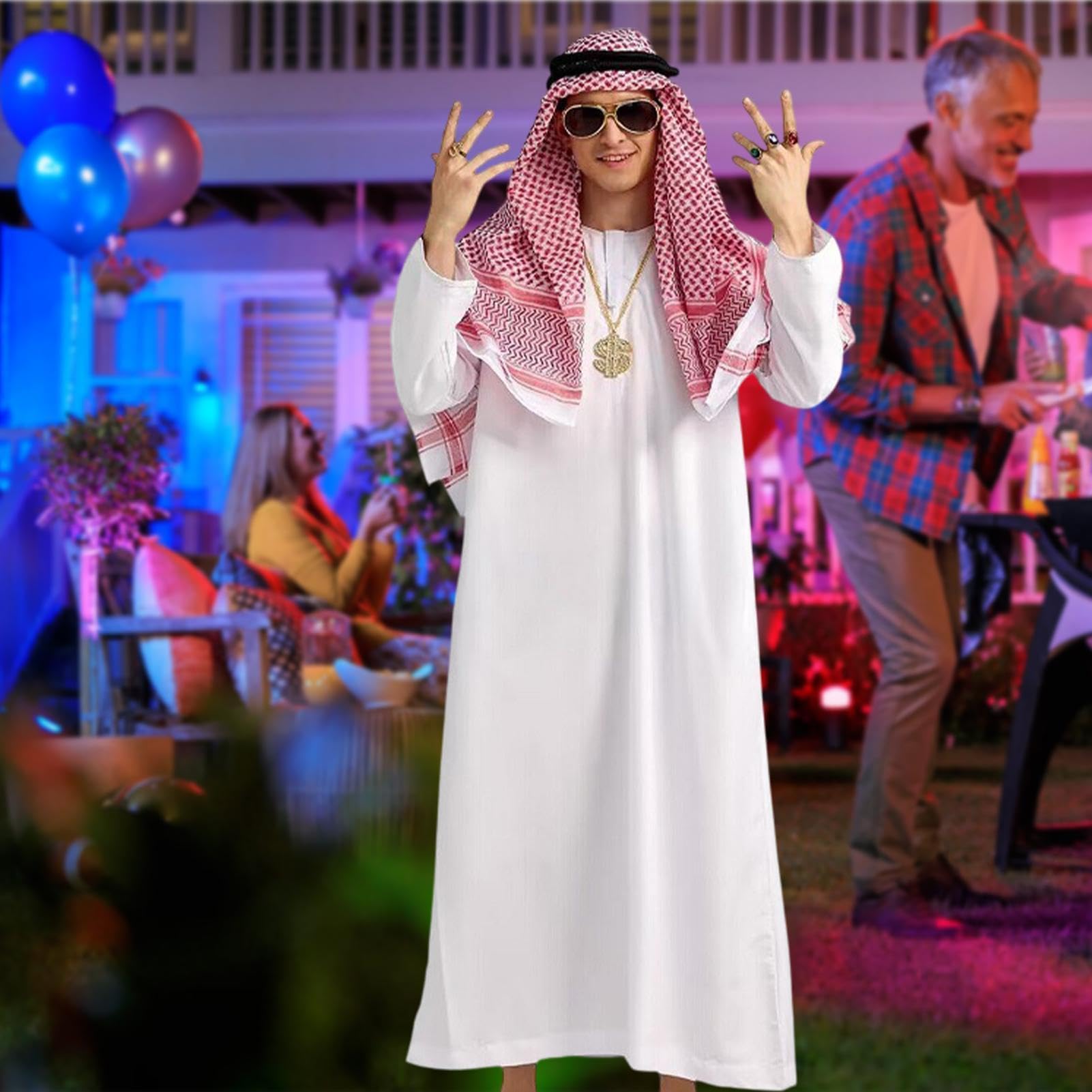 Traje árabe masculino | Accesorios de cosplay | Traje de Oriente Medio para hombre | Vestir, juego de rol para fiesta, carnaval, Navidad, actuaciones escénicas, fiestas temáticas