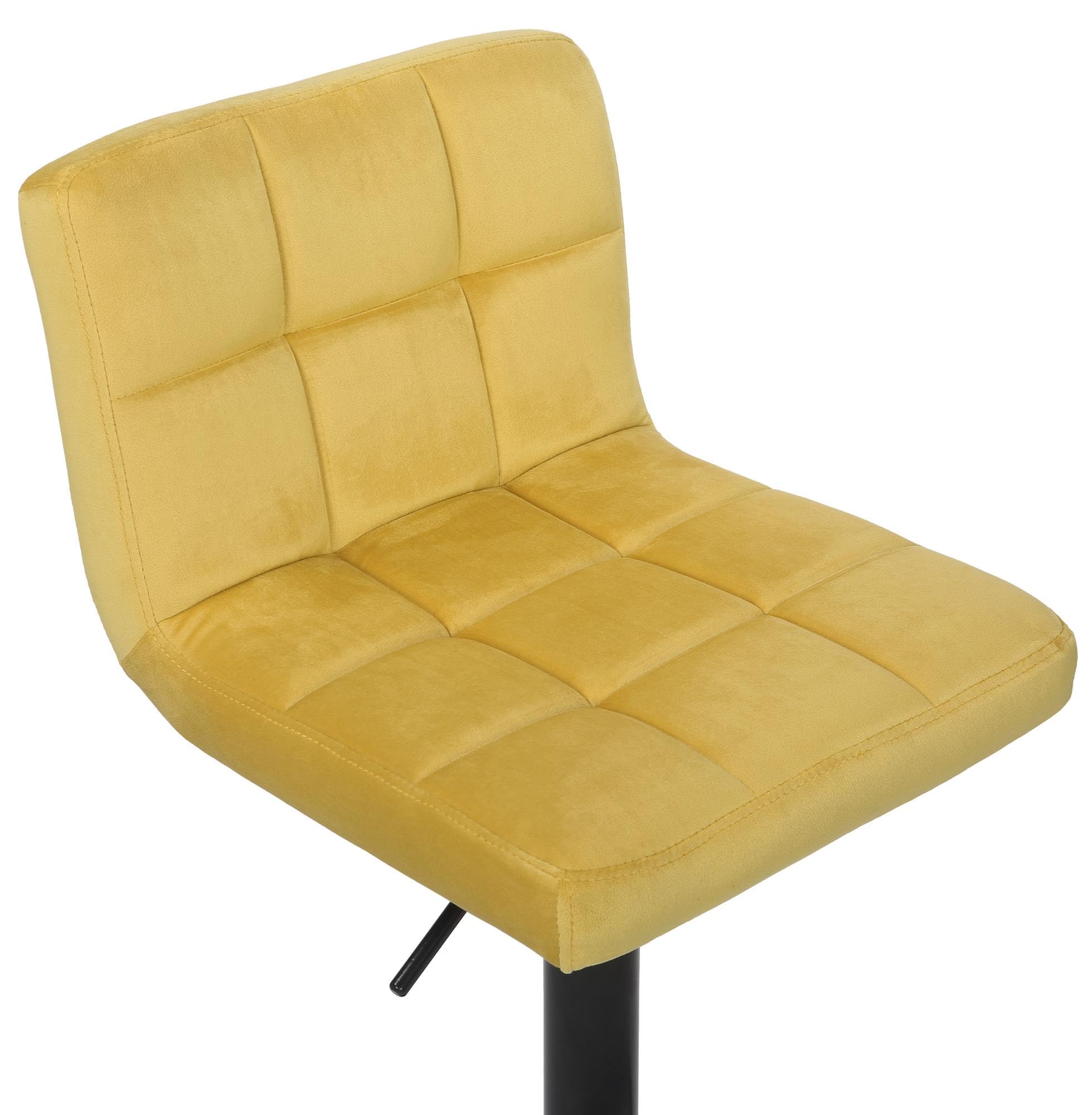 CLP Taburete De Cocina Feni En Terciopelo & Base De Metal Negro I Silla Alta De Bar Regulable En Altura & con Reposapiés, Color:Amarillo