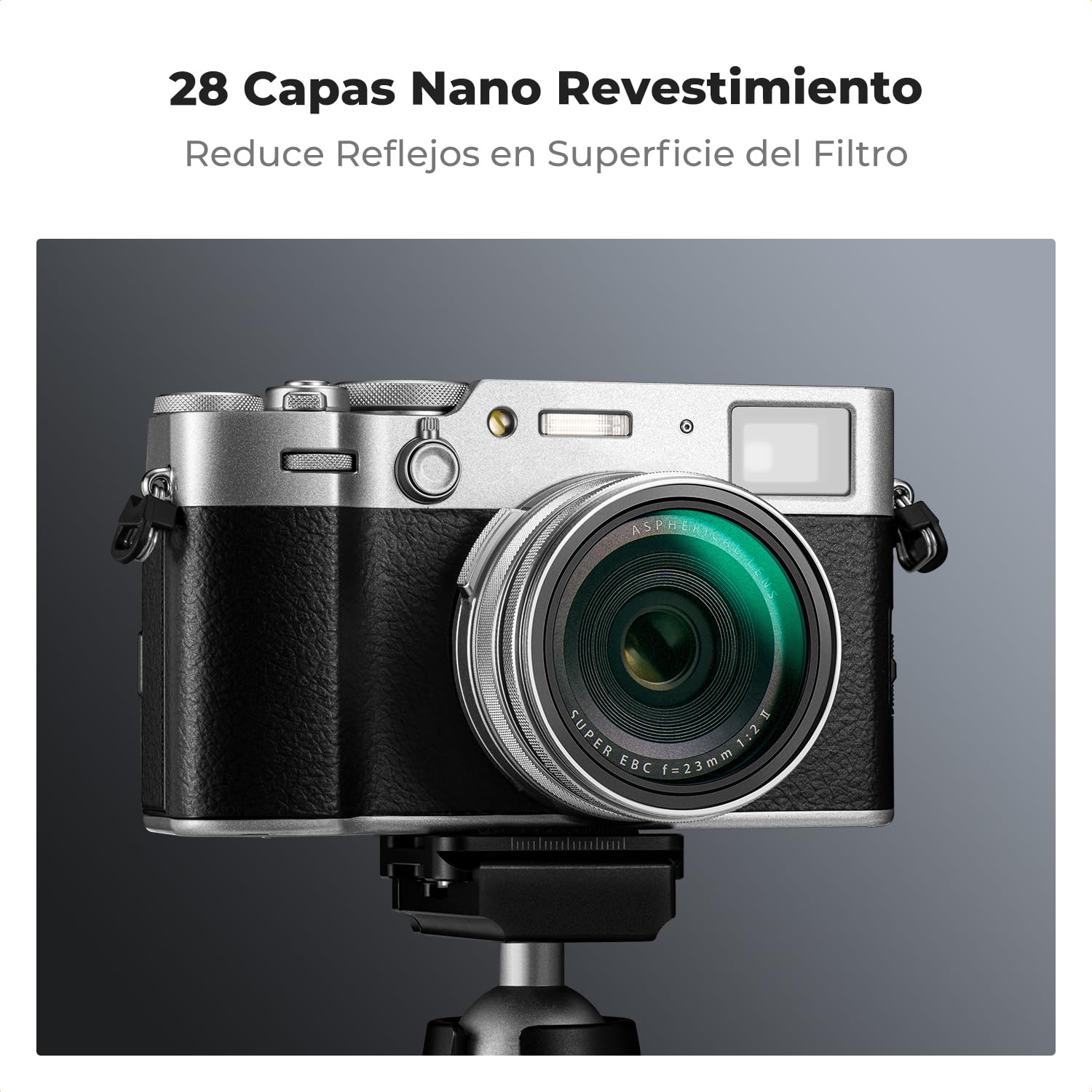 K&F CONCEPT Nano-Xcel Filtro Black Mist 1/4 Compatible con FujiFlim X100 Series,Filtro Black Diffusion 1/4 con 28 Capas Nano Revestimiento Compatible con Fujifilm X100S X100F X100T X100V X100VI(PLATA)