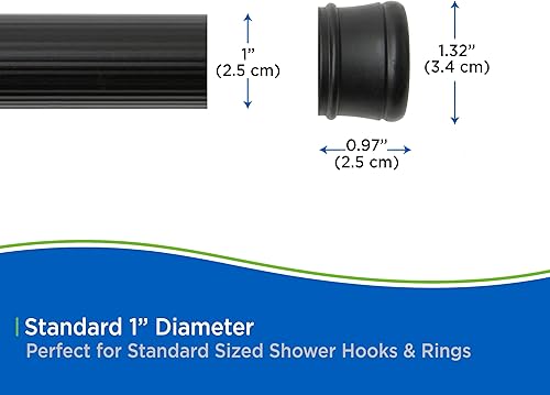 Miniatura 8 de Kenney KN609L5 Twist & Fit No Tools - Barra de cortina de ducha estándar con extremos antideslizantes, antideslizantes, longitud ajustable de 42-72