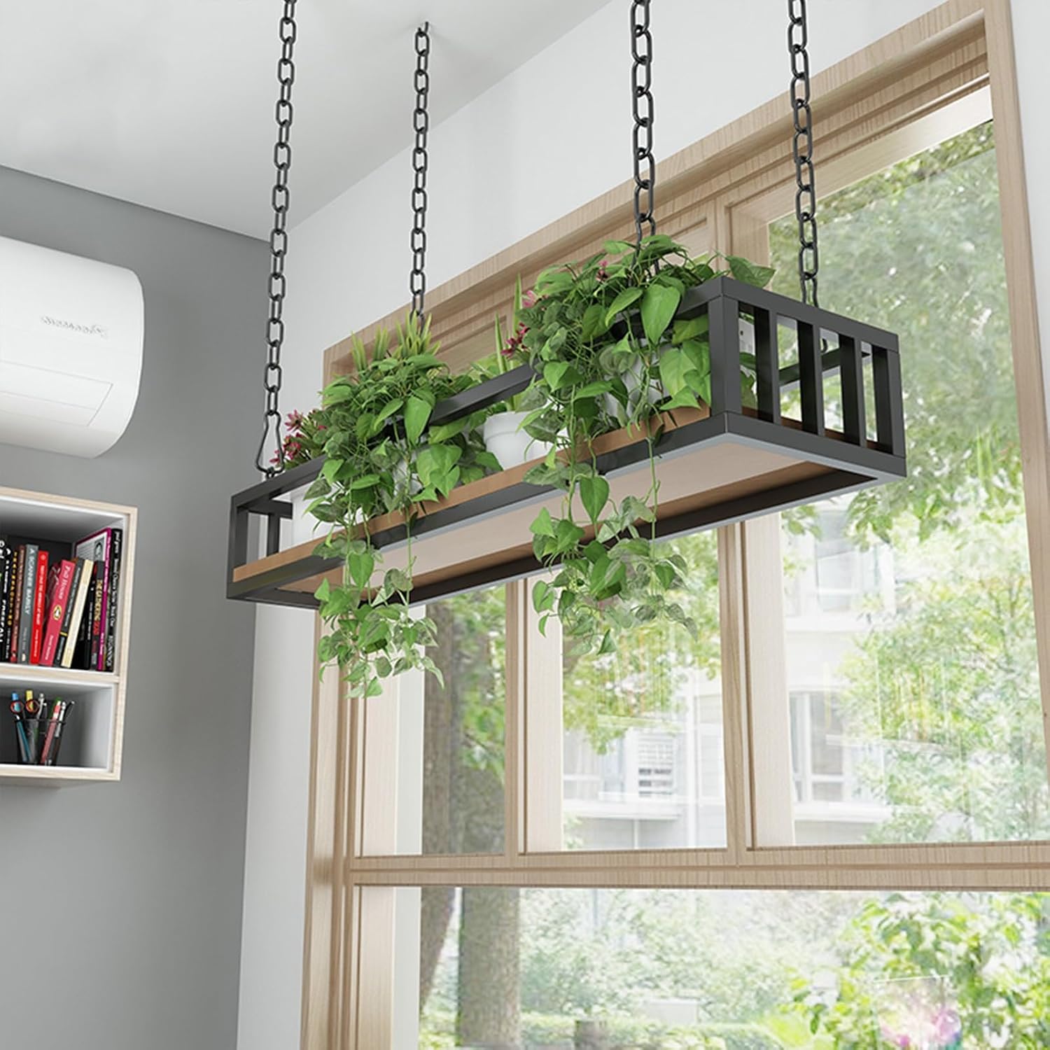 Ceiling-Mounted Floating Shelf Rack for Kitchen & Home - Versatile Wine & Plant Organizer, Adjustable Size 60/80/100/120/140cm, Sturdy Storage Solution, 120x25x15cm