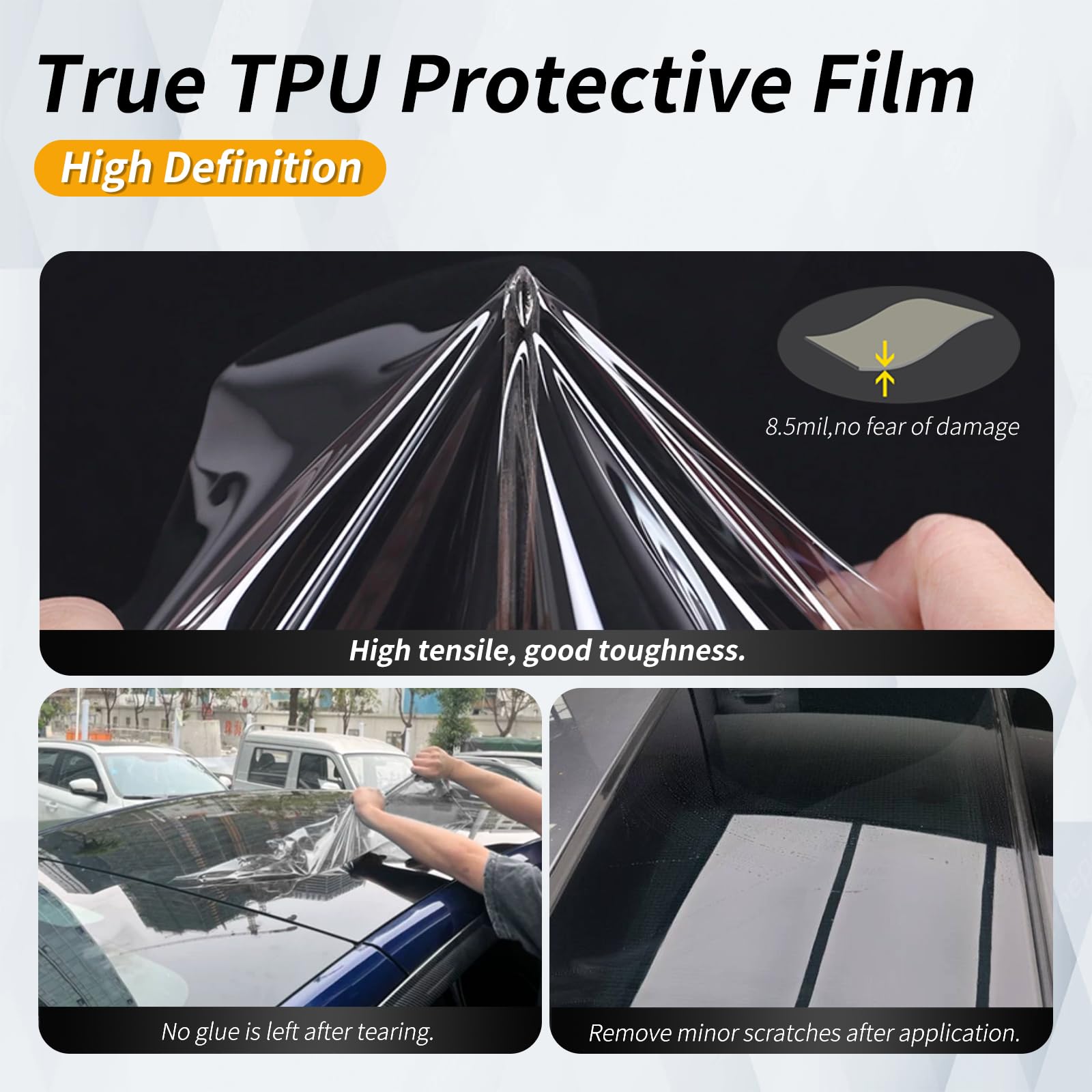 für Tesla Model Y 2019 2020 2021 2022 2023 2024 8.5mil TPU PPF Solar Fenstertönung für Autodach Oberlicht Vorgeschnittene Selbstklebende Transparent Lackschutzfolie Zubehör Eisblau 1Stück