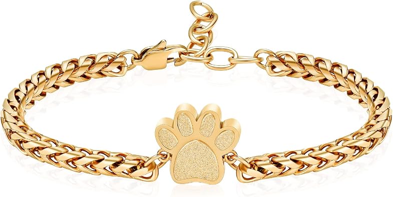 Urn for Ashes Bracelet, Dog/Cat Paw Print Bracelets Cremation Jewelry for Ashes Cute Animals Adjustable Memorial Keepsake Cremation Bracelets Jewelry Gifts for Women