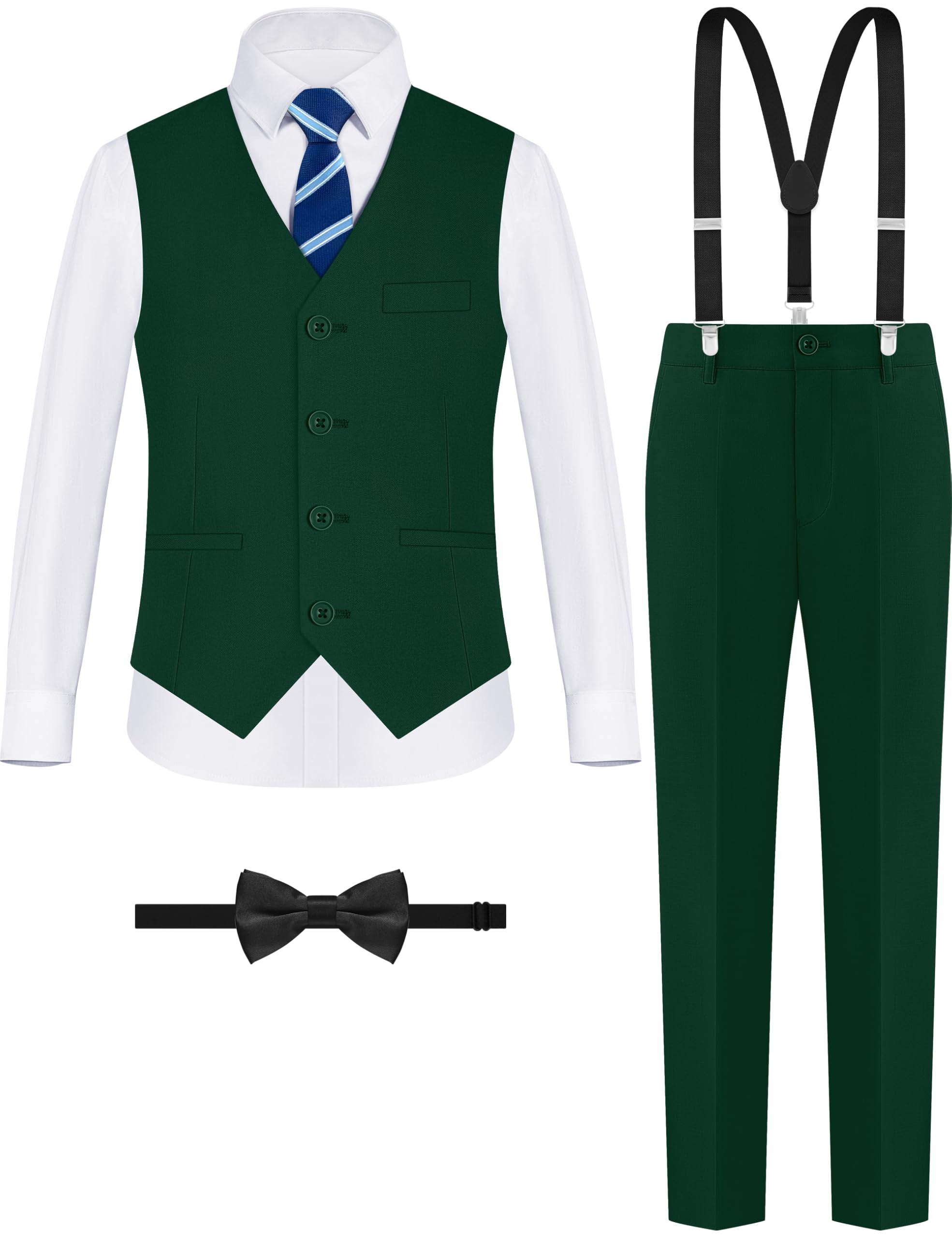 ELPA ELPA Boys' Formal Suit Vest Set with Suspender, Kids Suit for Wedding