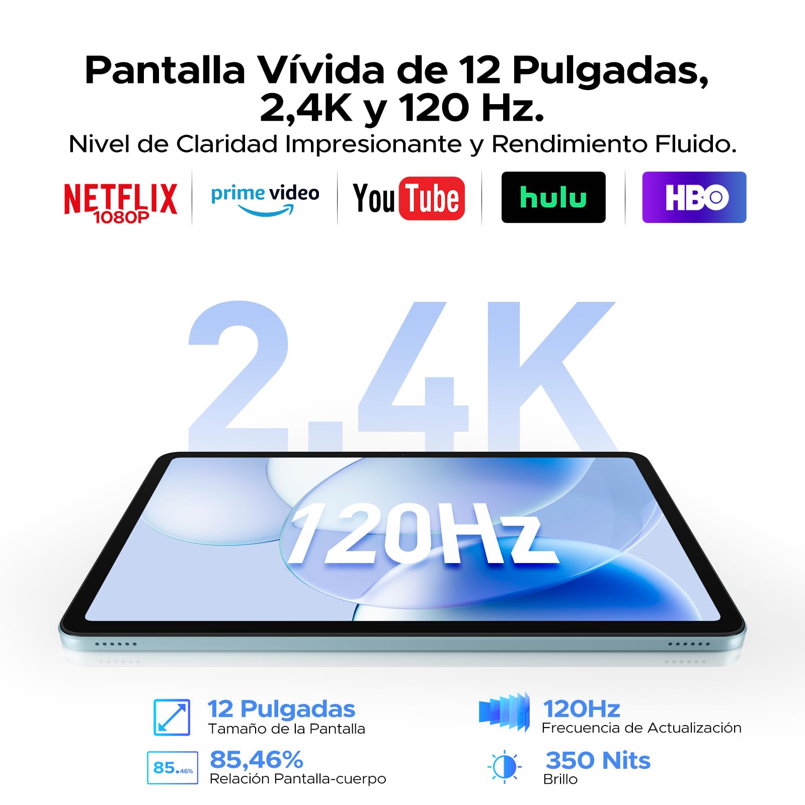P12 Tablet Android 16, Tablet 12 pulgadas, 48GB RAM+128GB ROM/2 TB TF, IPS 2,4K, Pantalla 120 Hz, 10000mAh/18W, T7280 Octa-core, 8MP+13MP, WiFi 5G, Gemini AI, Face ID, GPS, Tableta con Teclado, Negro