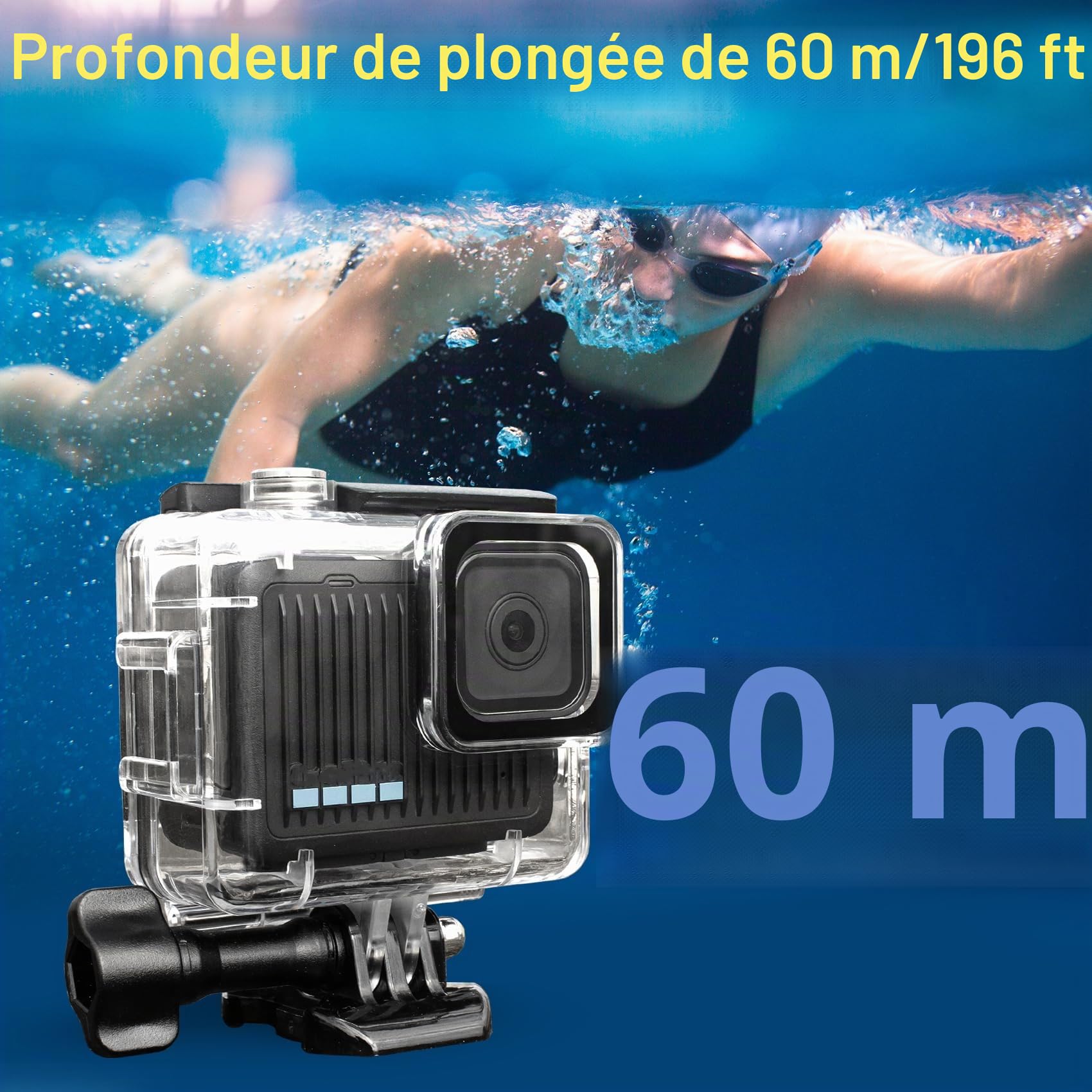 FitStill Boîtier de plongée étanche 60 m Compatible GoPro Hero 4K Coque Protection Support