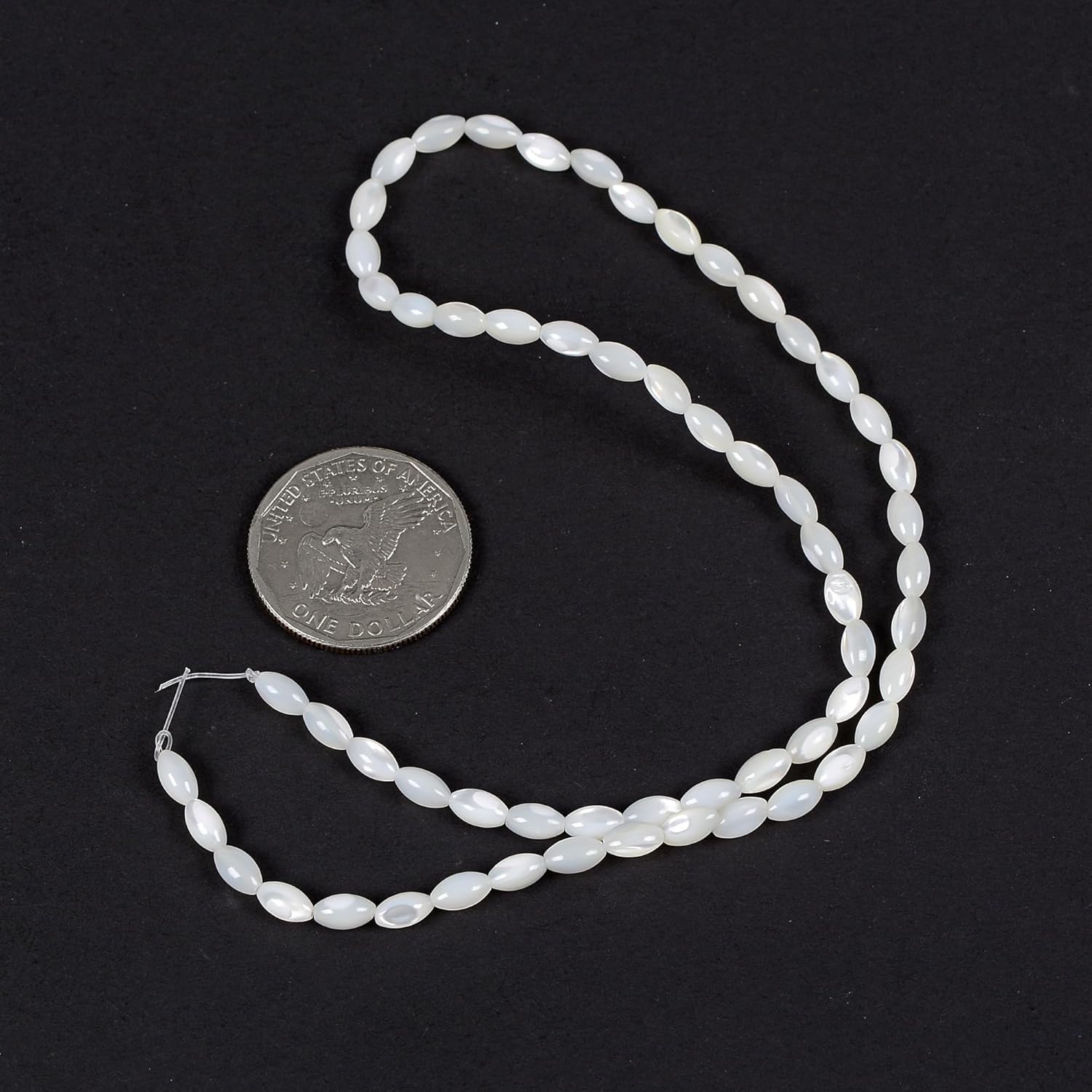 HAAMIIQII 6x9mm Natural Rice White Mother of Pearl Shell Beads Loose Gemstone Beads for Jewelry Making Strand 15 Inch (40-44pcs) - Image 3