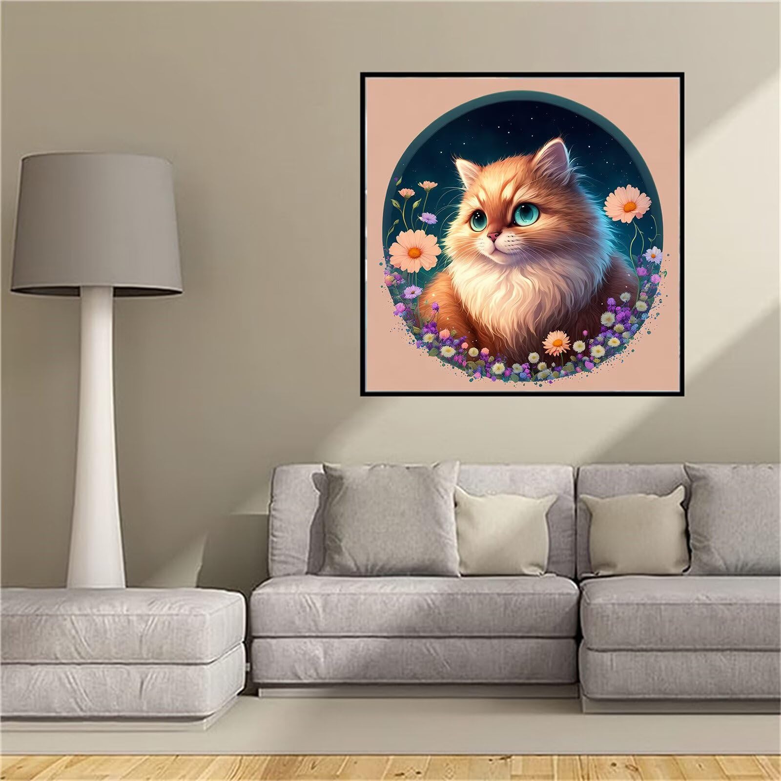 Peinture Diamant Chat 5D pour créer une décoration murale cocooning dans votre salon