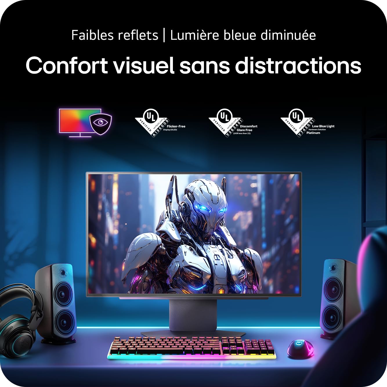LG UltraGear™ 27GX790A-B Ecran PC Gaming OLED 27" - dalle OLED résolution QHD (2560x1440), 0.03 ms GtG 480Hz, DisplayHDR™ TrueBlack 400, DCI-P3 98.5% (CIE1976), AMD FreeSync Premium Pro, NVIDIA G-Sync