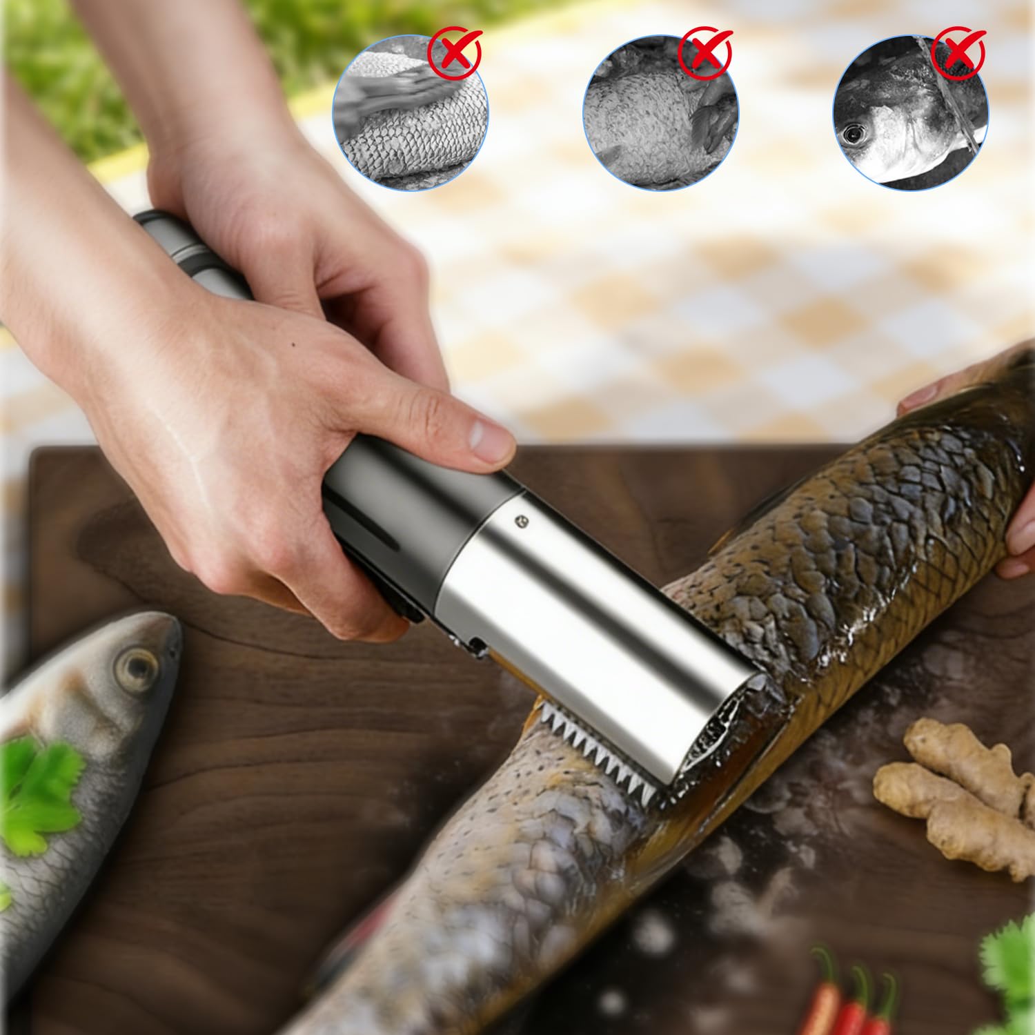 Fischentschupper, Elektrischer Entschupper für Fisch, Edelstahl Fischschuppen Entferner Fisch Scaler mit Intelligenter Schalter, Wasserdicht Fischschupper für Fischmärkte Restaurants Küchen